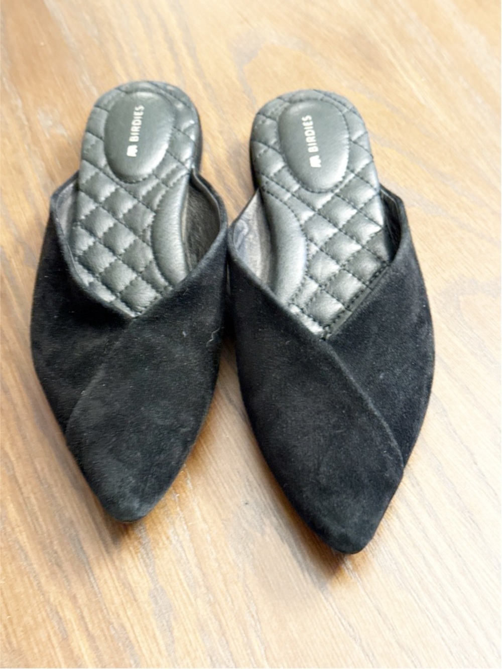BIRDIES "The Swan" Black Suede Pointed Toe Mules - 6 - Picture 3 of 9